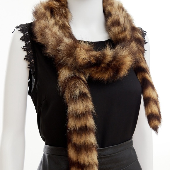 Vintage genuine raccoon fur scarf - Picture 3 of 7